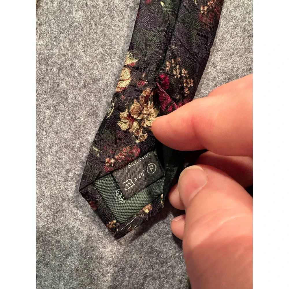 Ermenegildo Zegna Silk Tie Mens Floral Jacquard Burgundy Gold Made in Italy
